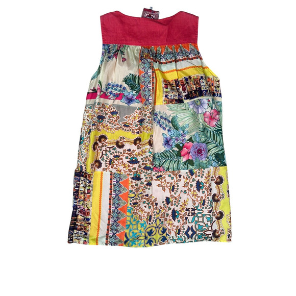 Johnny Was Patchwork Patterned Tank Top Size S Scarf Silk Linen Boho - Picture 4 of 8